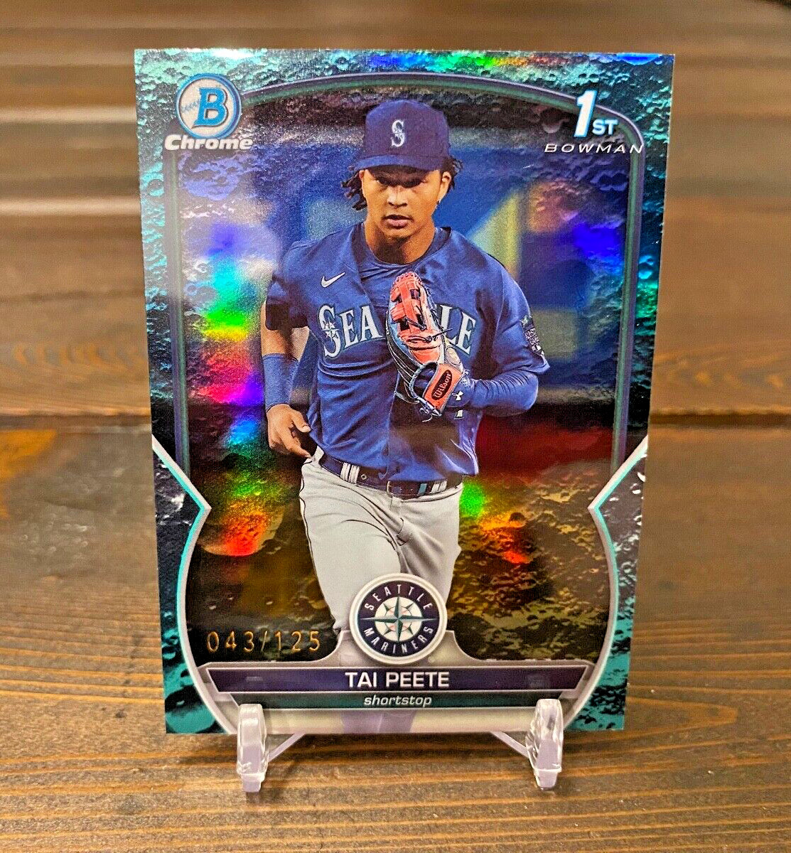 2023 Bowman Chrome Draft TAI PEETE 1st Aqua Lunar Crater Refractor #/125!