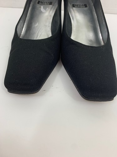 Stuart Weitzman Square Toe Block Heel Womens Sze 5b Black Fabric Pump Heel Spain - Picture 4 of 11