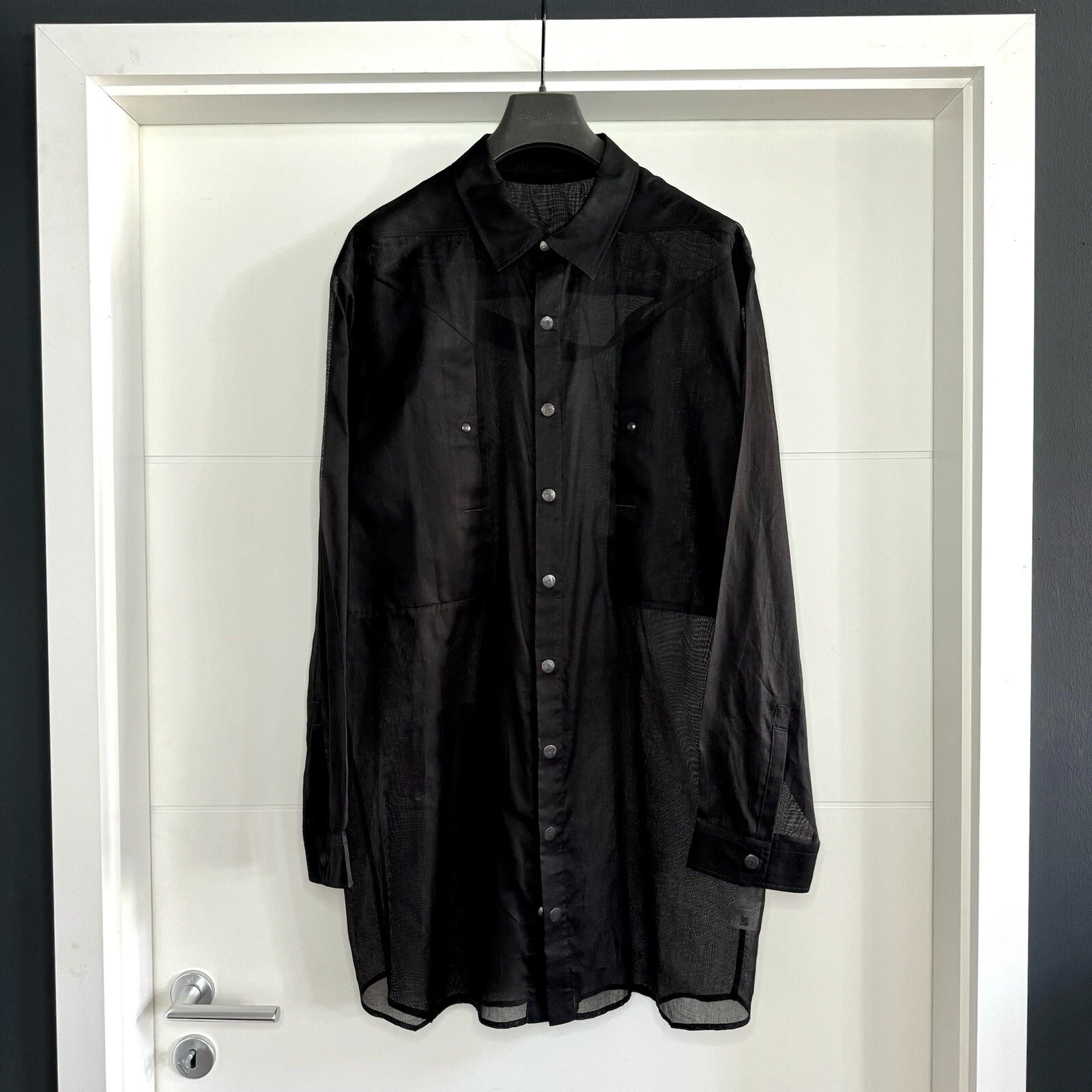 Rick Owens Jumbo camicia esterna con tasca nebbia 52