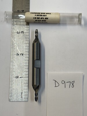 1 NEW HTC 1/8'' DIAMETER CARBIDE ENDMILL 1-963M-001. 4 FL BALL DE 3/8'' LOC (D978)