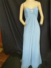 BLUE STRAPLESS EMPIRE LONG RHINESTONE TRIM DRESS ALFRED ANGELO-32" BUST-NEW