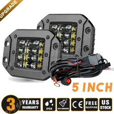 2x 5" 200W Flush Mount LED Lights Pods Backup Reverse Rear Bumper Off Road+Wire