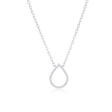 Sterling Silver Pearshaped Diamond Necklace - 28 Stones 