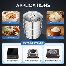 5 Tier Stainless Steel Steam Cooker Steamer S...