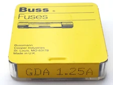 Pack of 5 Bussmann GDA1.25A 250 Volt 1.25 Amp Fast Acting 5x20 MM Ceramic Fuses