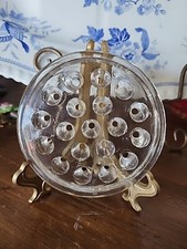 Vintage Large Clear Glass Flower Frog Round With 19 Holes 5 inches