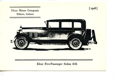 Elcar Motor Company-Five Passenger Sedan Auto-Old Car-Elkhart-Vintage Postcard