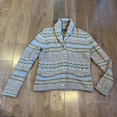 Women Lauren Ralph Lauren Fair Isle Cardigan Sweater Wool Cashmere