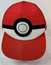Pokemon Trainer Ash Ketchum Adjustable Snapback Hat Cap Poke Ball YOUTH OSFM 