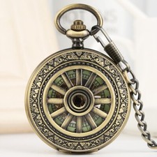 Mens Vintage Mechanical Pocket Watch Engraved Luminous Windup Fob Chain Casual