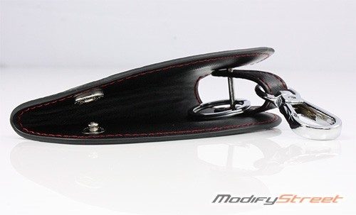 FOR HONDA KEY RED STITCH/PVC LEATHER REMOTE SMART KEY CHAIN FOB CASE BAG HOLDER - Bild 4 von 8