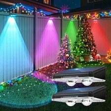 Paquete de 2 luces LED de pared de energía solar para jardín exterior impermeable cerca cubierta peldaños lámpara