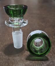 Cuenco deslizante redondo de vidrio de 14 mm macho para bong de tubo de agua de vidrio VERDE (1 - UNO)