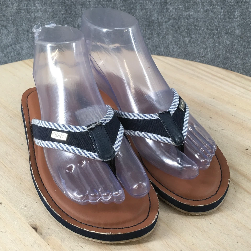 Босоножки Chaps женские 5-6 повседневные шлепанцы тапочки темно-синяя ткань - Изображение 3 из 4