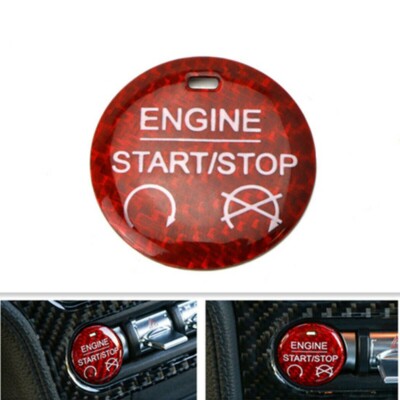 Carbon Fiber Keyless Engine Push Start Button Cover Red For 2015-up Ford Mustang