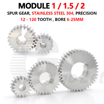 Spur Gear Stainless Steel Module 1 1.5 2 Motor Pinion 12 to 100 Tooth Flat Gear