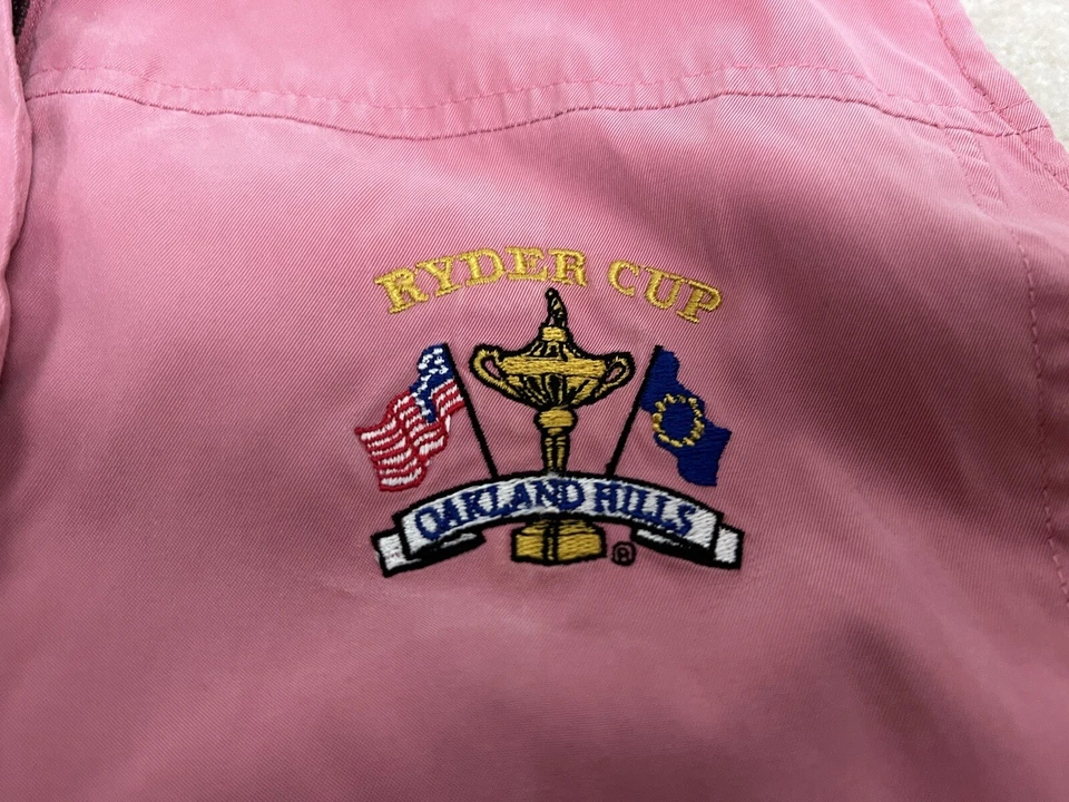 Chaleco Ryder Cup Mujer Rosa Nylon Cremallera Completa Bolsillos Dorados Golf Oakland Hills Damas Foto 3 de 4
