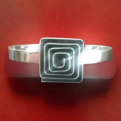 Erick's Sterling Silver Square Spiral Cuff Bracelet Taxco.925