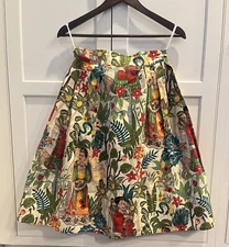 Marianna Deri Frida Kahlo knee length A-line cotton skirt Sz. XS