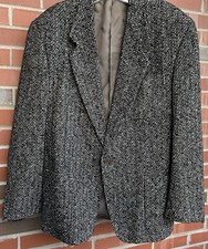 Vintage MISSONI UOMO Black White Tweed Wool Blazer Jacket Italy Sz 55