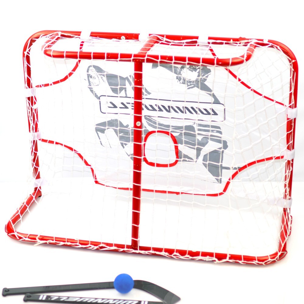 Set Mini Porte Hockey Winnwell - Con 2 Bastoncini, Palla, Rete E Bersaglio, Per Allenamento Indoor - Foto 4
