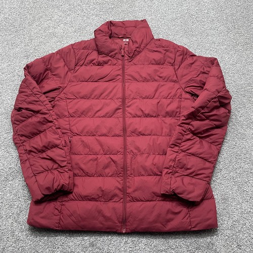 Uniqlo Jacket Medium Red Lightweight Water Repellent Full Zip Puffer Down READ