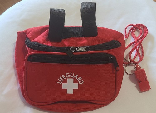Red Lifeguard Hip Pack Fanny Pack First Aid Medical Kit Pouch With Whistle