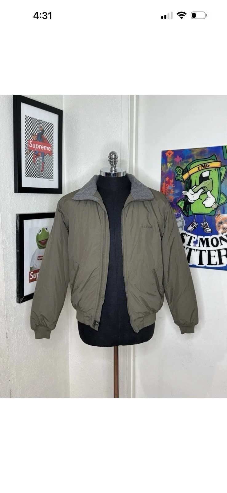 Lot Of 3 LL bean Jacket Men Small Bomber Green/Blue/Navy Blue Full Zip Fleece .! - product detail image 3