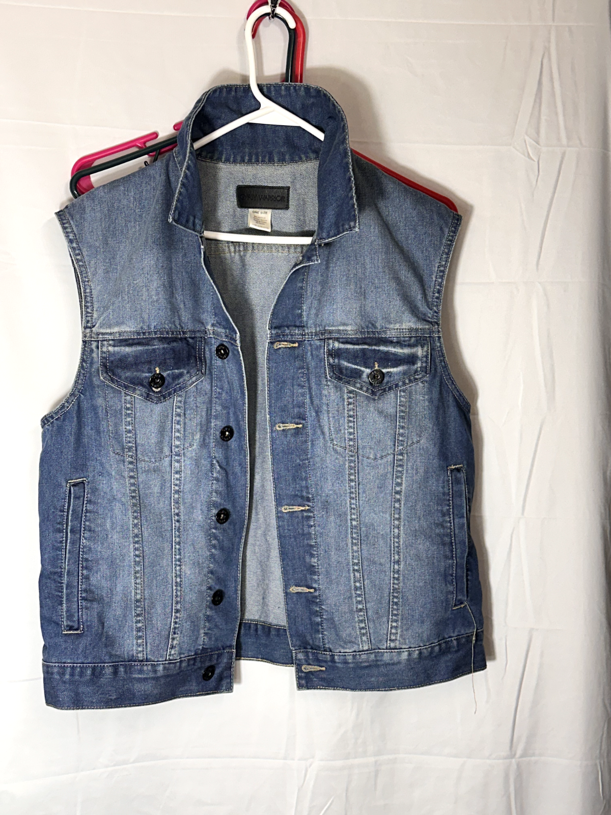 George Denim Jacket Mens Large Blue Dark Wash Button Up Trucker Western Whiskers