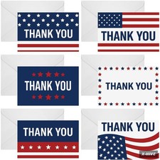 240 Pack Thank You Cards with Envelopes - Patriotic American Flag Design, Ideal