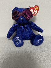 TY Beanie Babies MARDI GRAS 2005 Blue Bear w/ Original Tags Retired Baby 20 Year