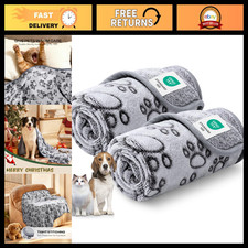 Cozy Fluffy Paw Print Dog Blanket - Soft Fleece Throw for Large, Medium  Small