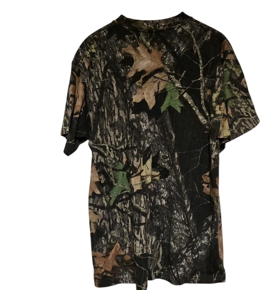 VTG Mossy Oak T-Shirt Men's Large Camouflage Y2K Pocket Tee Embroidered Local Ad - Image 4 of 4