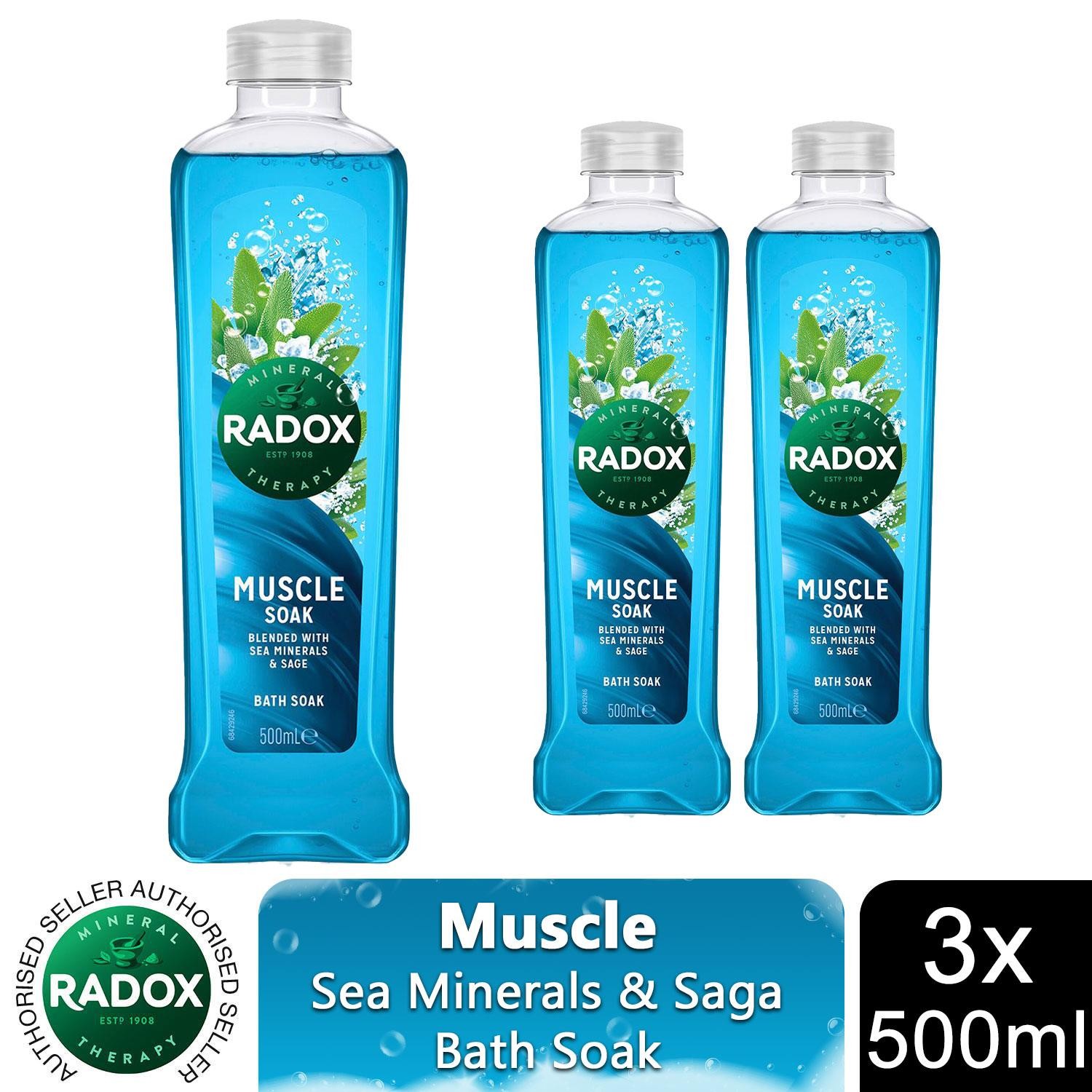 Radox 100% Nature Inspired Fragrance Bath Soak, Muscle Soak, 6 Pack, 500ml