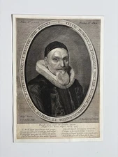 Antique Engraving Festus Hommius  Dutch Calvinist Theologian, Synod of Dort