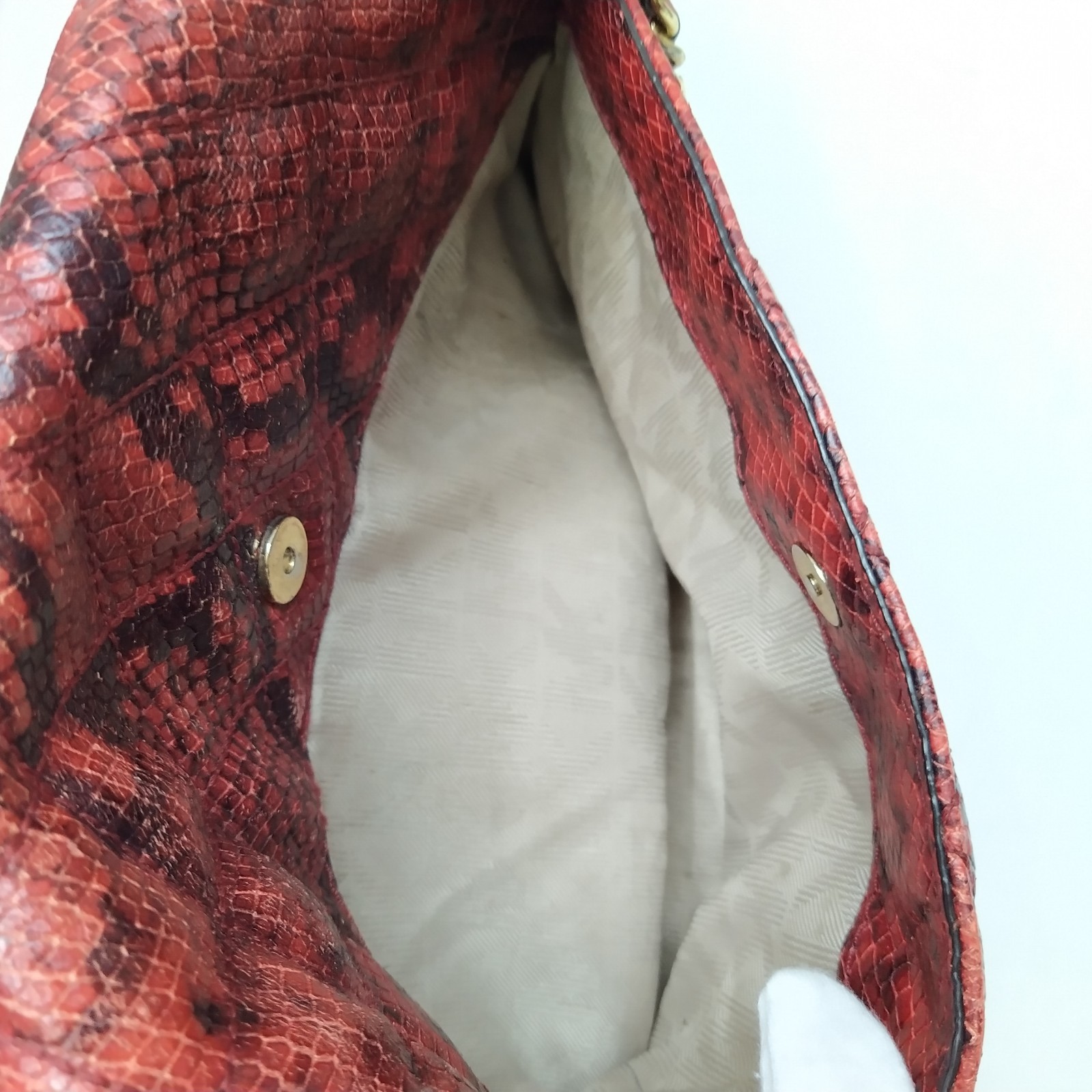 Michael Kors Red Leather Quilted Python Embossed … - image 13