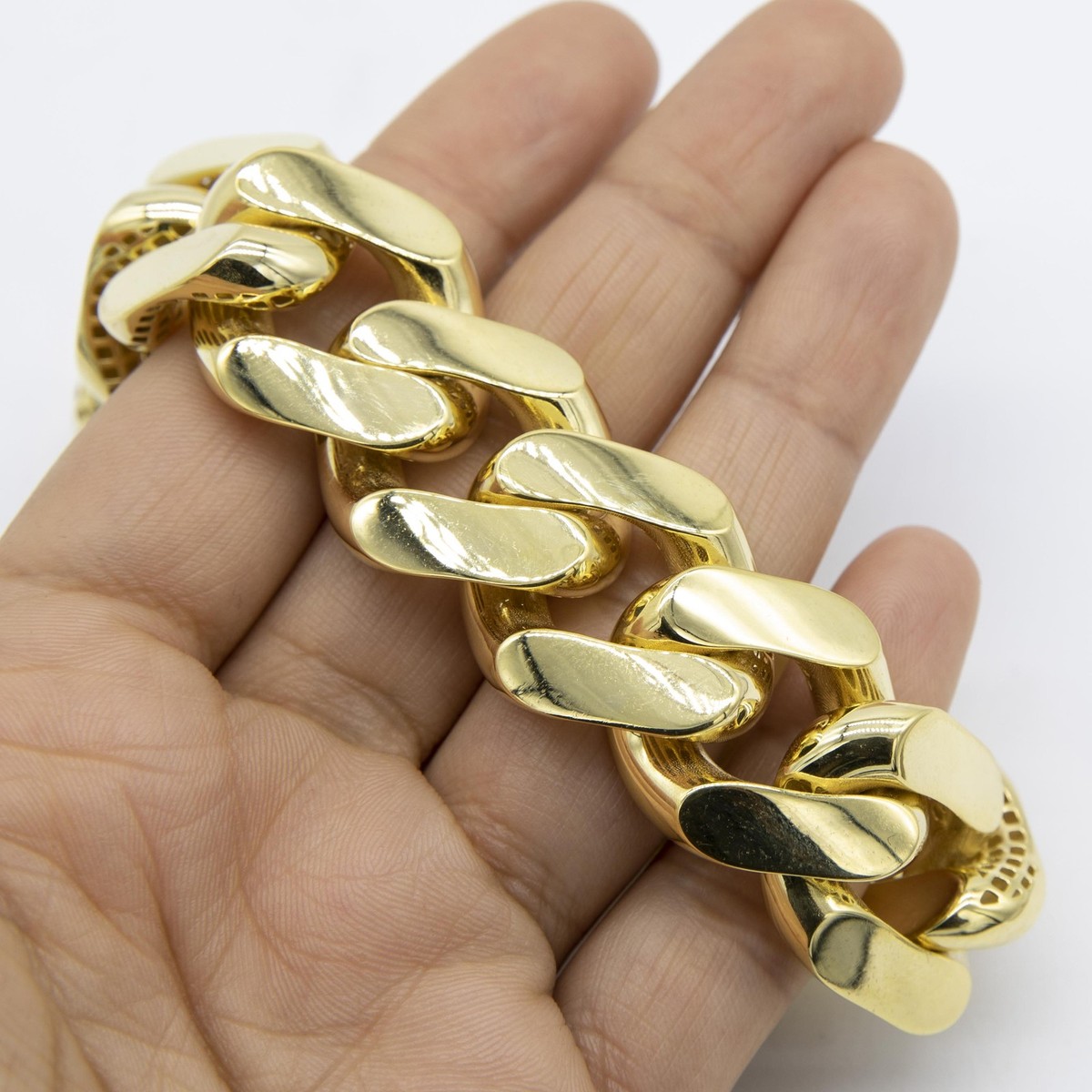 24mm Miami Cuban Royal Link Plain Box Clasp Bracelet Real 10K