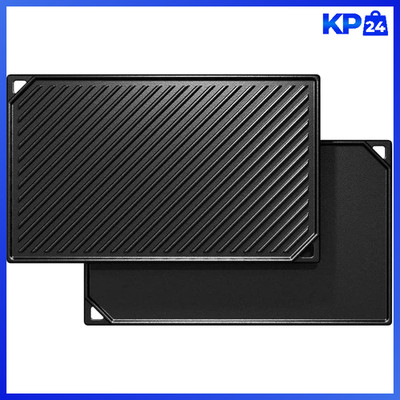 Gusseisen Grillplatte 41,8x24cm Wende-Grillplatte für Ofen Herd Grill 2 in 1