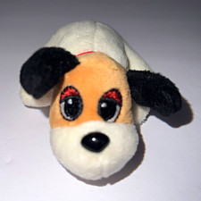 Pound Puppies White/Black Plush Pound Puppy, 4 inches, Red Collar Heart Patch