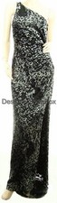 $265 LAUNDRY BY Shelli Segal Beaded Burnout Velvet One Shoulder MAXI Dress US 6