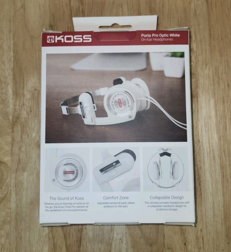 Supreme Koss Portapro Headphones Optic White 100% Authentic