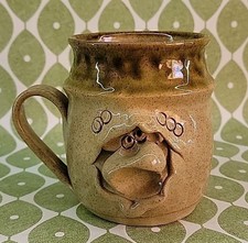 Vintage Retro Pretty Ugly Pottery Made in Wales Face Cup Mug Pot Handmade Glazed