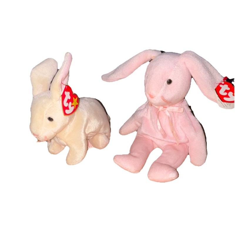 Ty Pillow Pals Hopper & Happily Bunny Plush Lot for Ages 3-7 Years, 3-4, 4-7