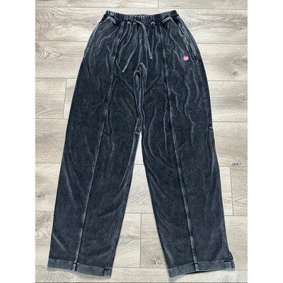 Alexander Wang Apple Logo Velour Loose Fit Wide Leg Track Pants