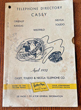 April 1952 Phone Directory Casey Toledo Neoga Illinois Westfield Greenup Kansas