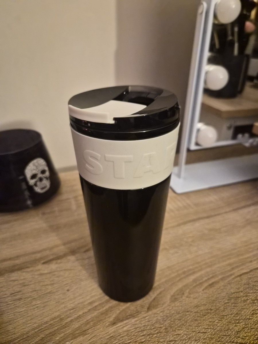 Starbucks Black & White Plastic Vacuum Flask 16oz Drink Through