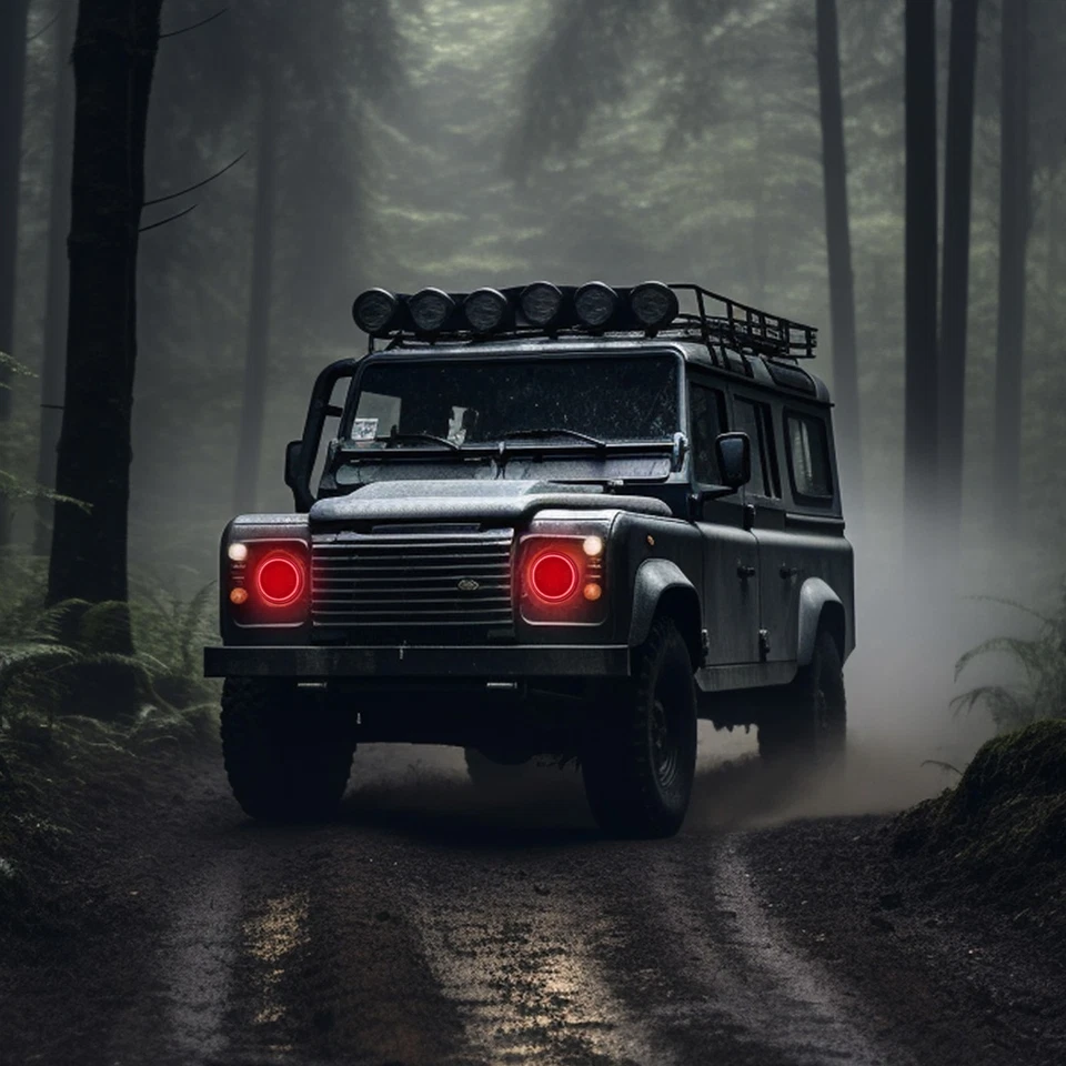 Pair 7 Inch Round LED Headlights Angle Eyes Halo Fit Jeep Wrangler JK LJ TJ CJ - Imagem 3 de 4