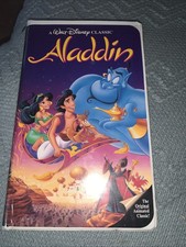 Aladdin (VHS 1993) - Estuche clásico con cubierta diamante negro Walt Disney