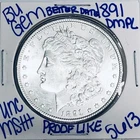 1891 BU UNCIRCULATED MORGAN SILVER DOLLAR AUTHENTIC U.S. MINT FREE SHIPPING 5613