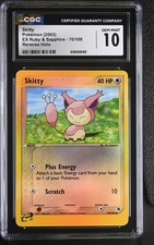 CGC 10 GEM MINT Skitty 70/109 EX Ruby & Sapphire Reverse Holo Pokemon Card